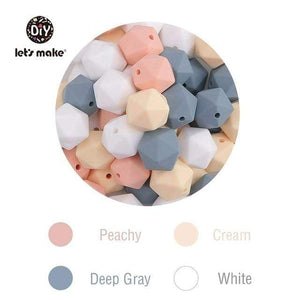 Planet Gates Type-4 Let's Make 10pc 14mm Silicone Beads Hexagon Bpa Free Silicone Teether Diy Teething Toy Baby Chewable Accessories Baby Teether