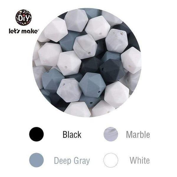 Planet Gates Type-5 Let's Make 10pc 14mm Silicone Beads Hexagon Bpa Free Silicone Teether Diy Teething Toy Baby Chewable Accessories Baby Teether