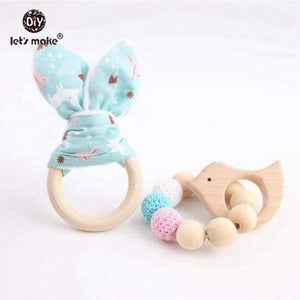 Planet Gates type 6 2pc/1lot Baby Teether Bunny Ear DIY Teething Wooden Bracelets Made Beech Animals Shower Gift Play Gym Toy Baby Rattle