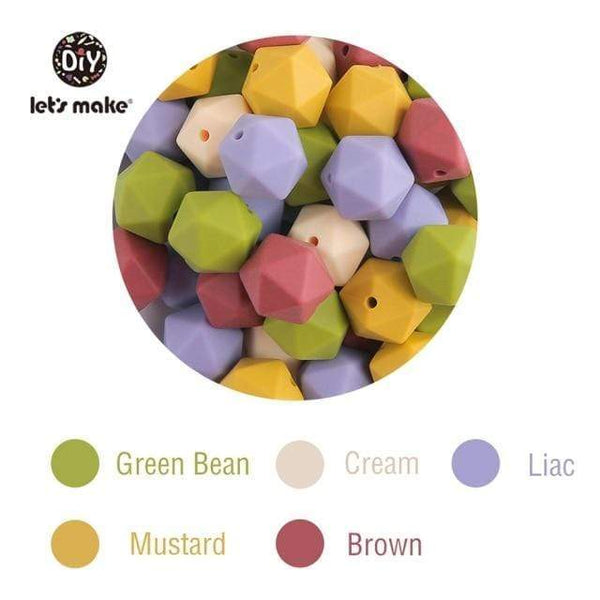 Planet Gates Type-8 Let's Make 10pc 14mm Silicone Beads Hexagon Bpa Free Silicone Teether Diy Teething Toy Baby Chewable Accessories Baby Teether