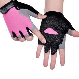 Planet Gates Type A--Pink / M Cycling Anti-slip Anti-sweat Men Women Half Finger Gloves Breathable Anti-shock Sports Gloves Bike Bicycle Glove