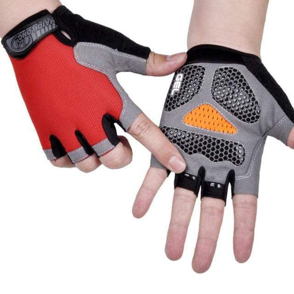 Planet Gates Type B--Red / M Cycling Anti-slip Anti-sweat Men Women Half Finger Gloves Breathable Anti-shock Sports Gloves Bike Bicycle Glove
