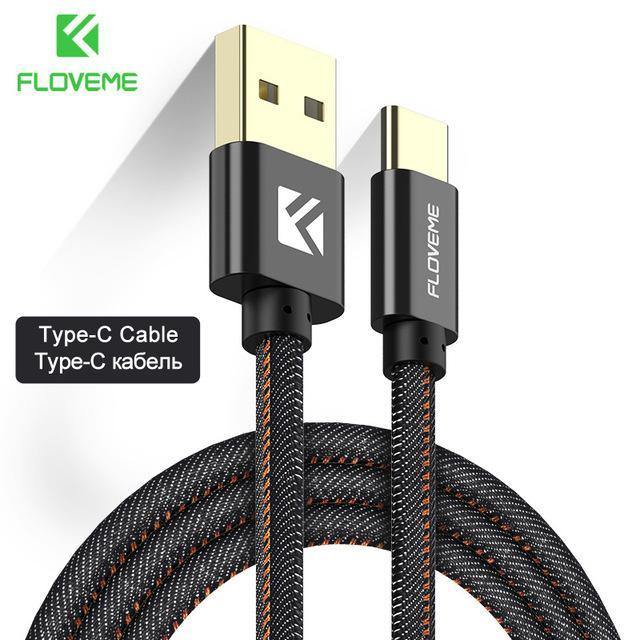Planet Gates FLOVEME USB Cable For iPhone 5 5S 6 Cowboy Jean Micro USB Type C Cable For Samsung S9 Note 8 For Xiaomi 2A 1M Phone Charger Cabo