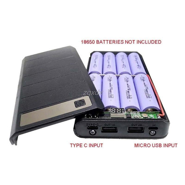 Planet Gates Type C Input 2 USB 8x 18650 Battery DIY Holder LED Display Power Bank Case Box  1M Z07 Drop ship