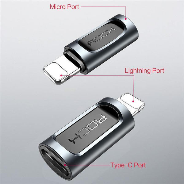 ROCK Phone Adapter Type-c Micro to Charging for iPhone 6 7 8 X Charger Adapter 2.4A Fast Charging Cable Adapter for iPad iPod - Planet Gates