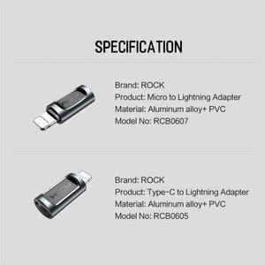 Planet Gates Type-c to Lighting ROCK Phone Adapter Type-c Micro to Charging for iPhone 6 7 8 X Charger Adapter 2.4A Fast Charging Cable Adapter for iPad iPod