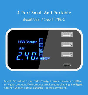 Planet Gates Type C USB Charger HUB Led Display Wall Charger Fast Mobile Phone Charger For iPhone Samsung USB Adapter EU US Plug