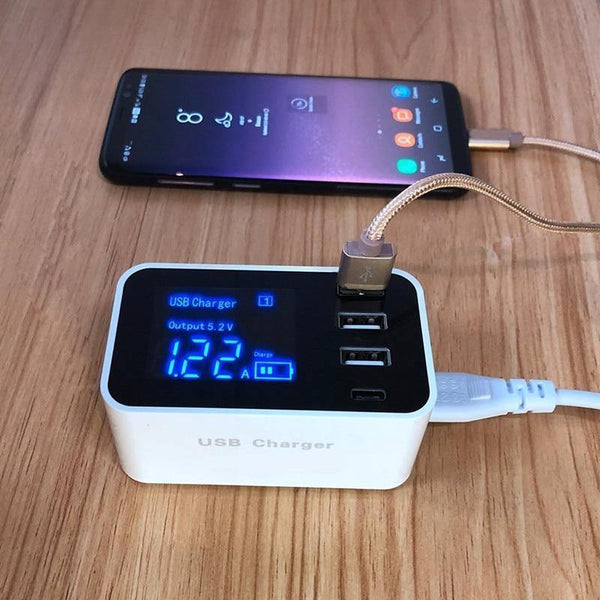 Planet Gates Type C USB Charger HUB Led Display Wall Charger Fast Mobile Phone Charger For iPhone Samsung USB Adapter EU US Plug