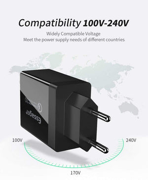 Planet Gates Type / US Plug White Quick Charge 3.0 3 USB Charger 30W QC 3.0 Fast Charging USB Wall Charger For iPhone Samsung Xiaomi Mobile Phone Charger