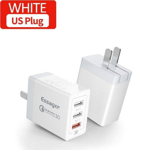 Planet Gates Type / US Plug White Quick Charge 3.0 3 USB Charger 30W QC 3.0 Fast Charging USB Wall Charger For iPhone Samsung Xiaomi Mobile Phone Charger