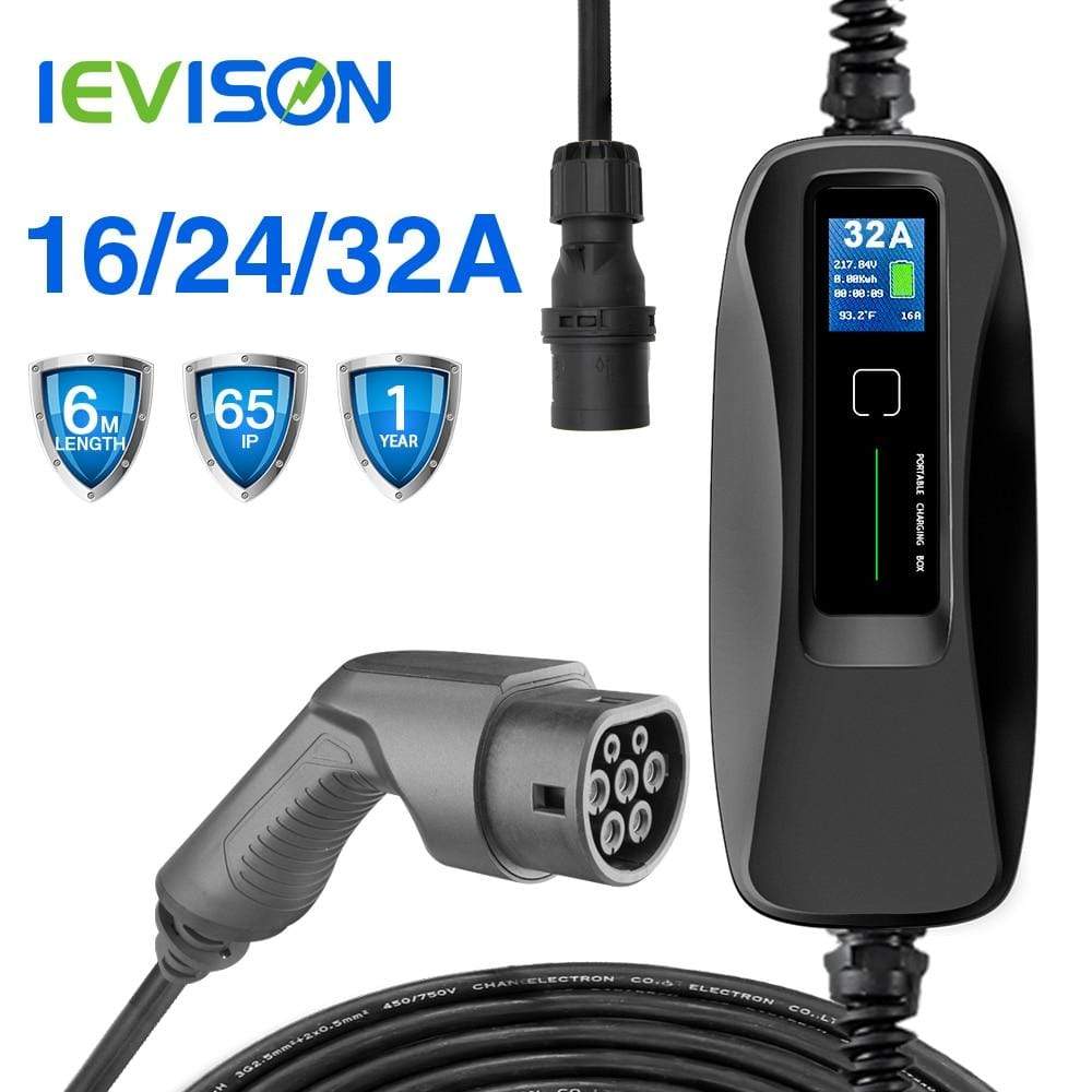 Planet Gates Type2 EV Charger Level 16/24/32A Portable Electric Vehicle  CEE Plug 220V-240V  EVSE Car Charging Cable IEC 62196-2 6M