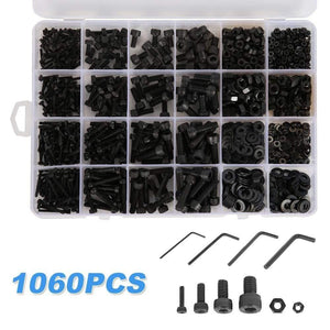 215/340pcs Pan Head Tapping Screw Cross Head M3/M4/M3.5/M4.8 Self Tapping Screw Set Assortment Kit Black Furniture Carbon Steel