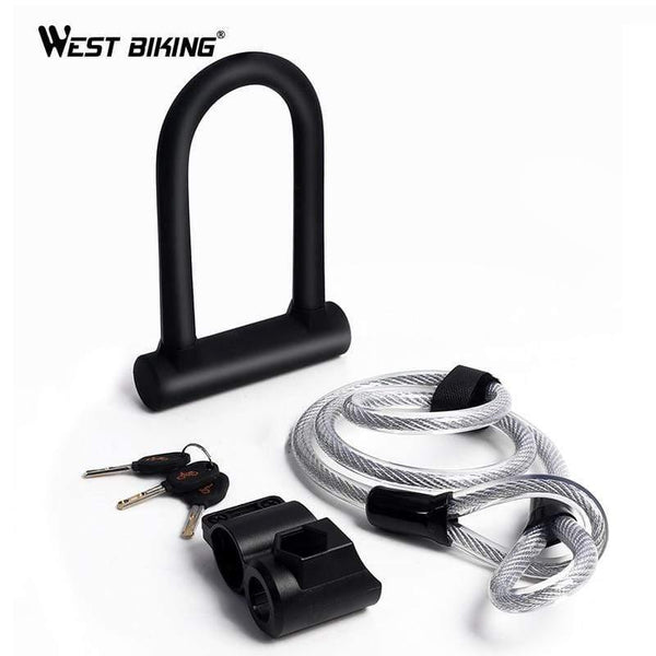Planet Gates U lock Black Safety Bike U Lock Steel MTB Road Bike Bicycle Cable Lock Anti-theft Heavy Duty Lock Set Cycling U-lock with Cable