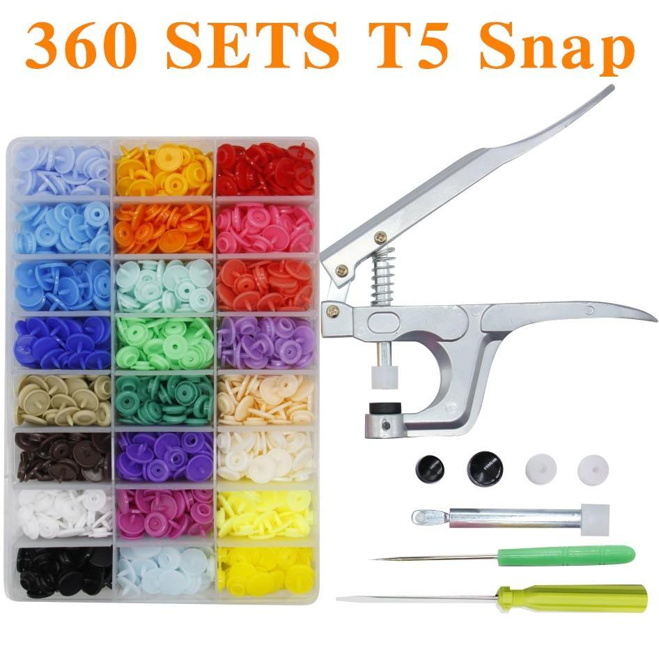 Planet Gates U Shape Fastener Snap Pliers & 360 sets T5 Snap Poppers Plastic Buttons Kit Snaps Cloth Buttons DIY Sewing and Crafting Tool