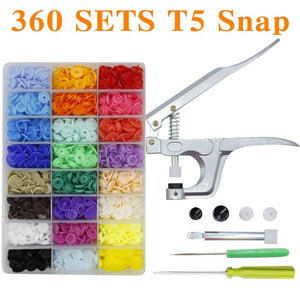 Planet Gates U Shape Fastener Snap Pliers & 360 sets T5 Snap Poppers Plastic Buttons Kit Snaps Cloth Buttons DIY Sewing and Crafting Tool