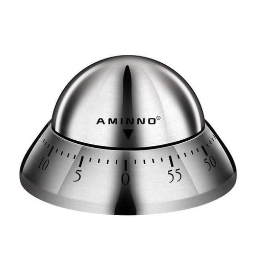 Planet Gates UFO Kitchen timer Manual Stainless Steel Egg Shaped Mechanical Rotating Alarm with 60 Minutes for Cooking