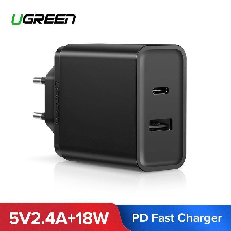 Planet Gates Ugreen 18W Type C PD Fast USB Charger for iPhone X 8 XS XR PD Quick Charger 5V 2.4A Phone Charger for Samsung Xiaomi Charger