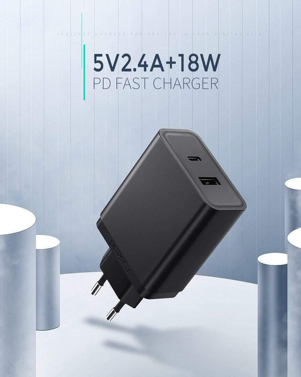 Planet Gates Ugreen 18W Type C PD Fast USB Charger for iPhone X 8 XS XR PD Quick Charger 5V 2.4A Phone Charger for Samsung Xiaomi Charger