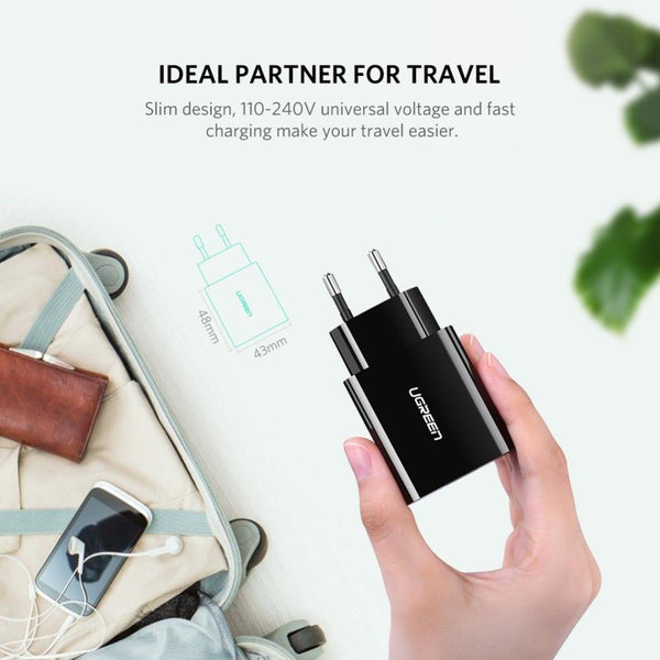 Planet Gates Ugreen  18W USB Charger Quick Charge 3.0 Mobile Phone Charger for iPhone Fast QC 3.0 PD Charger for Huawei Samsung Galaxy S9+