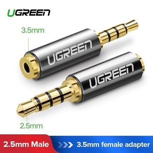 Planet Gates Ugreen 2.5mm Male to 3.5mm Female Stereo Full Metal Earphone Audio Headphone Adapter Connector Converter For iPhone Mobile Phone