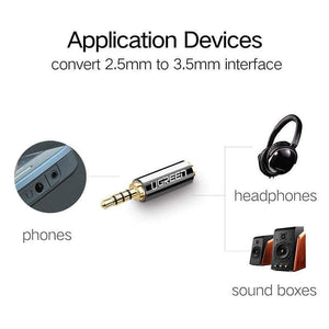 Planet Gates Ugreen 2.5mm Male to 3.5mm Female Stereo Full Metal Earphone Audio Headphone Adapter Connector Converter For iPhone Mobile Phone