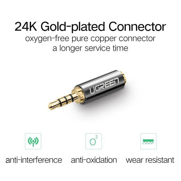 Planet Gates Ugreen 2.5mm Male to 3.5mm Female Stereo Full Metal Earphone Audio Headphone Adapter Connector Converter For iPhone Mobile Phone