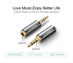 Planet Gates Ugreen 2.5mm Male to 3.5mm Female Stereo Full Metal Earphone Audio Headphone Adapter Connector Converter For iPhone Mobile Phone