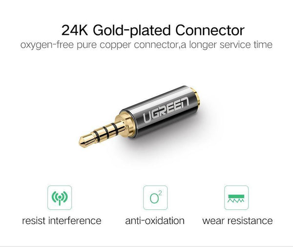 Planet Gates Ugreen 2.5mm Male to 3.5mm Female Stereo Full Metal Earphone Audio Headphone Adapter Connector Converter For iPhone Mobile Phone