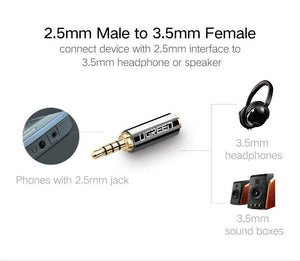 Planet Gates Ugreen 2.5mm Male to 3.5mm Female Stereo Full Metal Earphone Audio Headphone Adapter Connector Converter For iPhone Mobile Phone