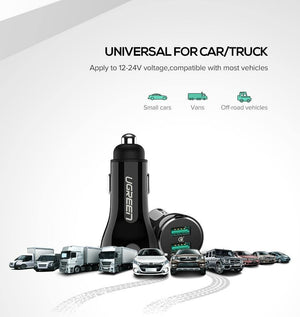 Planet Gates Ugreen 36W Dual USB Quick Charge QC 3.0 Car Charger for iPhone Samsung Huawei Fast Charge Mobile Phone Quick Charger Car-Charger
