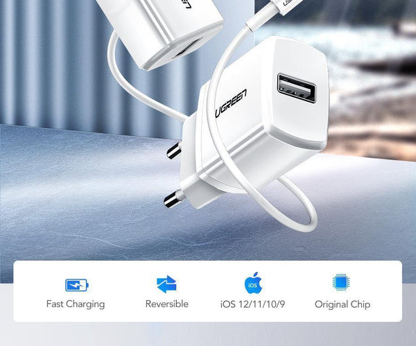 Planet Gates Ugreen 5V2.1A USB Charger MFi USB Cable for iPhone Xs Max XR Mobile Phone Charger for iPhone X 8 7 Wall Phone Charger for ipad