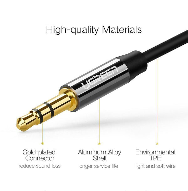 Planet Gates Ugreen Audio Jack 3.5mm Aux Cable Male to Male Aux Cable 3.5mm Jack Audio Cable auxiliar for Car Headphone MP3/4 Phone 3.5 mm