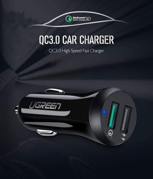 Planet Gates Ugreen Car USB Charger Quick Charge 3.0 Mobile Phone Charger Dual USB Fast QC 3.0 Car Charger for Samsung Xiaomi Tablet Charger