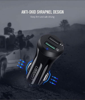 Planet Gates Ugreen Car USB Charger Quick Charge 3.0 Mobile Phone Charger Dual USB Fast QC 3.0 Car Charger for Samsung Xiaomi Tablet Charger