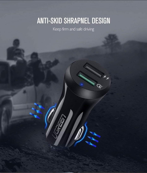Planet Gates Ugreen Car USB Charger Quick Charge 3.0 Mobile Phone Charger Dual USB Fast QC 3.0 Car Charger for Samsung Xiaomi Tablet Charger