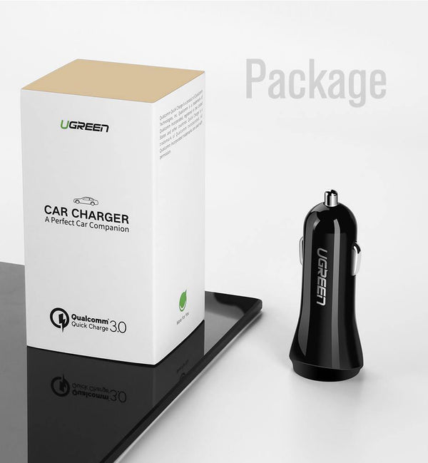 Planet Gates Ugreen Car USB Charger Quick Charge 3.0 Mobile Phone Charger Dual USB Fast QC 3.0 Car Charger for Samsung Xiaomi Tablet Charger