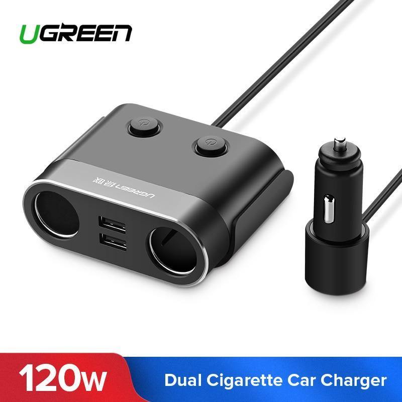 Planet Gates Ugreen Dual USB Car Charger Support Car Recorder Universal Mobile Phone Car-Charger with Expander charger for iPhone 6S Samsung