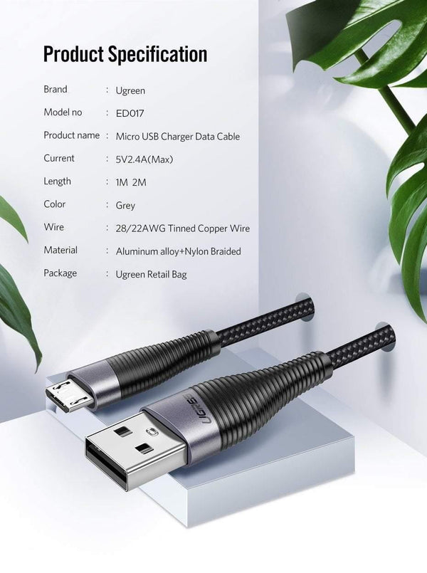 Planet Gates Ugreen Fast Charge Micro USB Cable for Xiaomi Redmi Note 5 Pro 4 Andriod Mobile Phone Charger Data Cable for Samsung S7 USB Cord