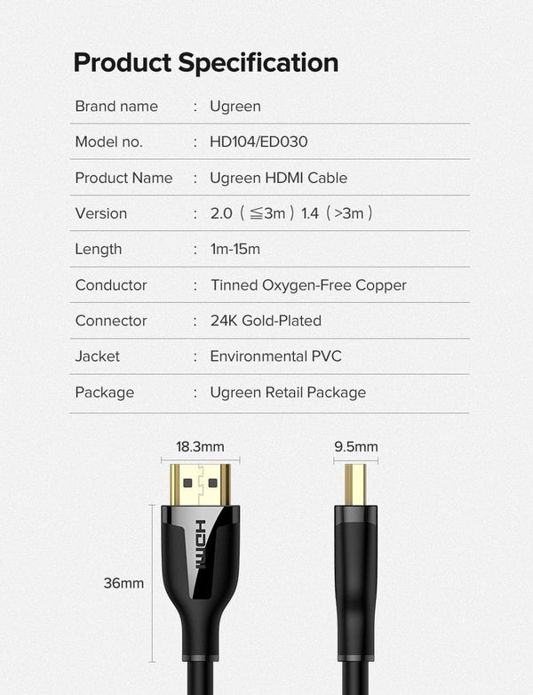 Planet Gates UGREEN HDMI Cable 4K 2.0 Cable for Apple TV PS4 Splitter Switch Box HDMI to HDMI Cable 60Hz Video Audio Cabo Cord Cable HDMI 4K