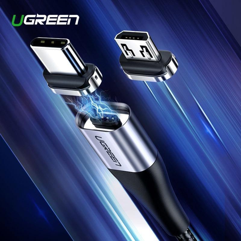Planet Gates Ugreen Magnetic USB Cable Fast Charging USB Type C Cable Magnet Charger Data Charge Micro USB Cable Mobile Phone Cable USB Cord