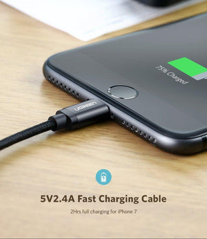 Planet Gates Ugreen MFi USB Cable for iPhone Xs Max 7 Plus 2.4A Fast Charging Lightning Cable for iPhone 6 USB Data Cable Phone Charger Cable
