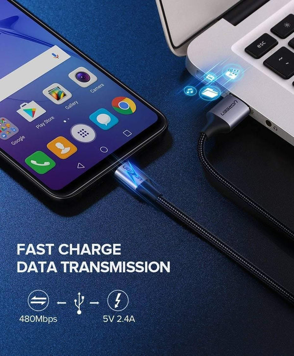 Planet Gates Ugreen Micro USB Cable 2.4A Fast Charging Data Cable for Xiaomi Redmi Note Huawei HTC Mobile Phone Charger Cable Micro USB Cord