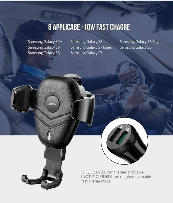Planet Gates Ugreen Qi Car Wireless Charger for iPhone Xs XR X 8 10W Fast Wireless Charging for Samsung Galaxy S9 S8 Car Phone Holder Charger