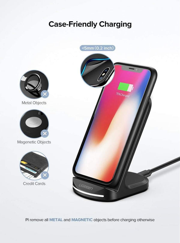 Planet Gates Ugreen Qi Wireless Charger for iPhone X XS XR 8 Samsung S9 S8 10W Fast Wireless Charging Dock Station for Xiaomi Phone Charger