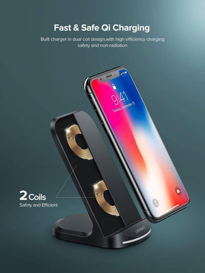 Planet Gates Ugreen Qi Wireless Charger for iPhone X XS XR 8 Samsung S9 S8 10W Fast Wireless Charging Dock Station for Xiaomi Phone Charger