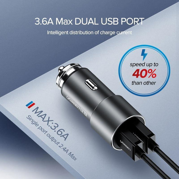 Planet Gates Ugreen USB Car Charger for Xiaomi Mini Dual Car-Charger 3.6A Universal Fast Mobile Phone Charger for iPhone X 8 7 6S Car Charger