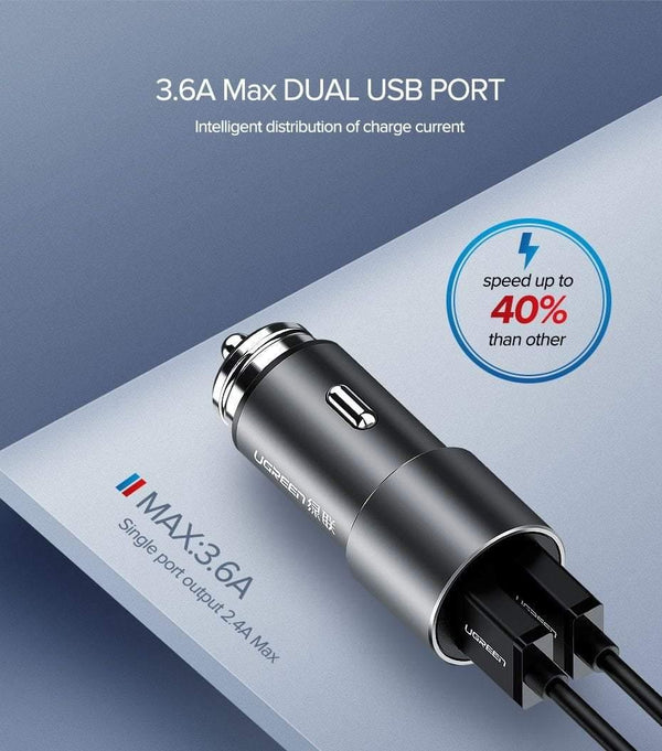 Planet Gates Ugreen USB Car Charger for Xiaomi Mini Dual Car-Charger 3.6A Universal Fast Mobile Phone Charger for iPhone X 8 7 6S Car Charger