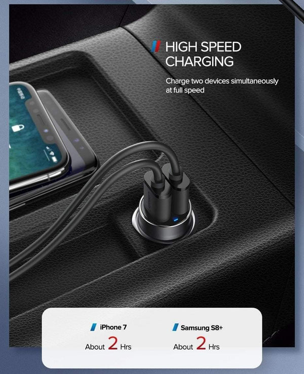 Planet Gates Ugreen USB Car Charger for Xiaomi Mini Dual Car-Charger 3.6A Universal Fast Mobile Phone Charger for iPhone X 8 7 6S Car Charger