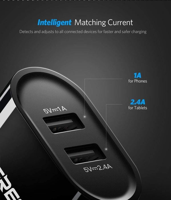 Planet Gates Ugreen USB Charger 3.4A 17W for iPhone 8 X 7 6 iPad Smart USB Wall Charger for Samsung Galaxy S9 LG G5 Dual Mobile Phone Charger