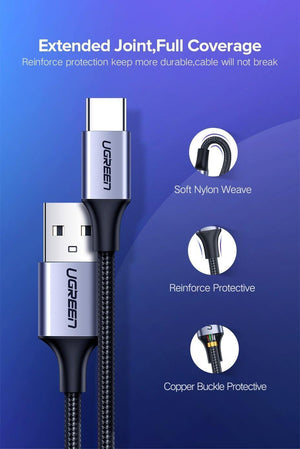 Planet Gates Ugreen USB Type C Cable USB C Fast Charging Data Cable for Samsung Galaxy S9 S8 Plus Mobile Phone Charger Cable for Xiaomi Mi 8